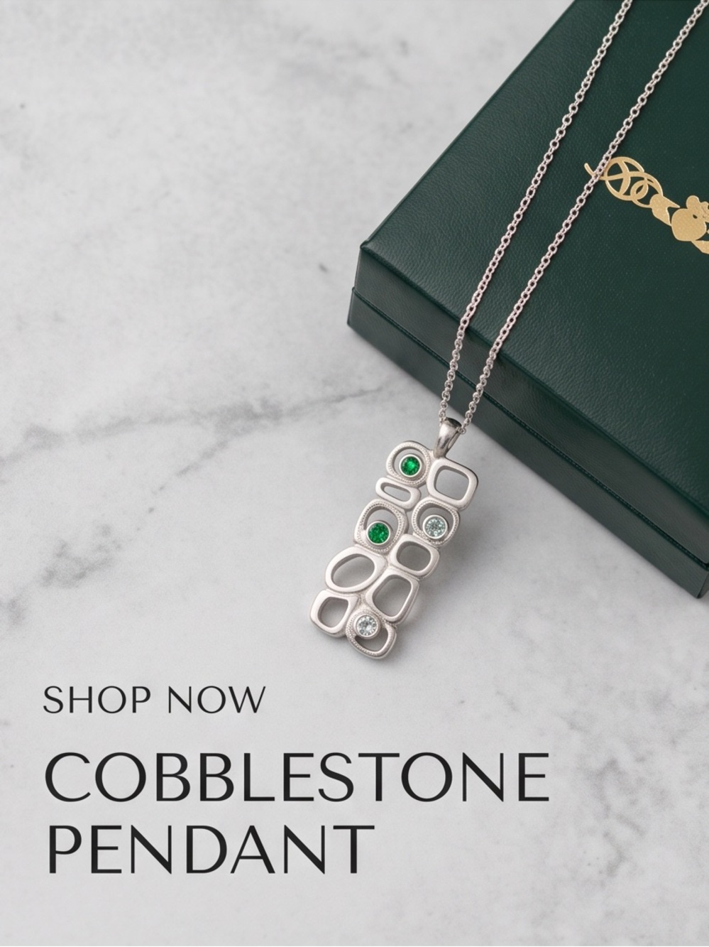 Solvar Irish Sterling Silver Green Crystal Pendant Necklace